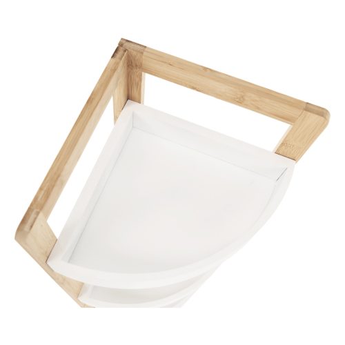 Sarokpolc, fehér/természetes bambusz, FONG