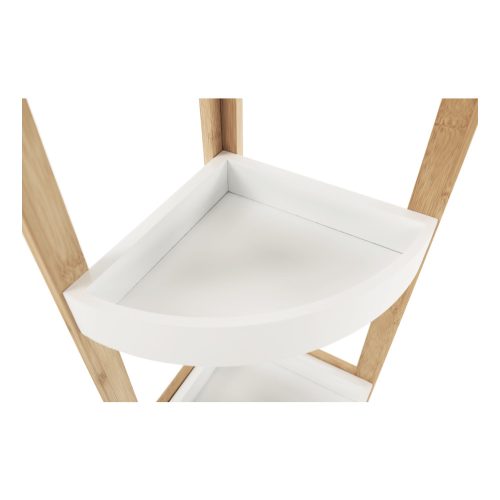 Sarokpolc, fehér/természetes bambusz, FONG