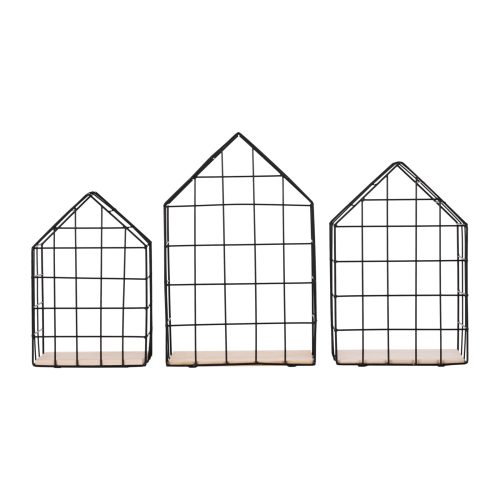 Szett 3 polc, természetes/fekete, AZURI