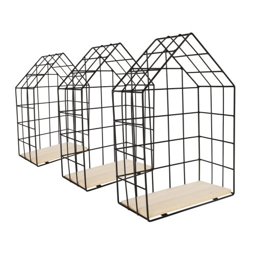 Szett 3 polc, természetes/fekete, AZURI