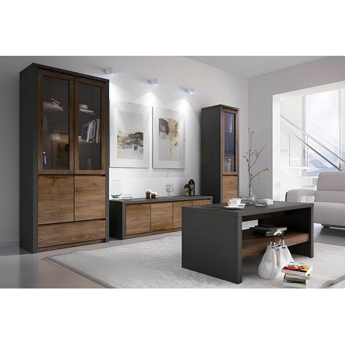 Komód, tölgy lefkas sötét/smooth szürke, MONTANA K2DP