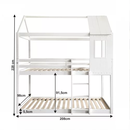 Montessori emeleteságy, fehér, 90x200, ATRISA