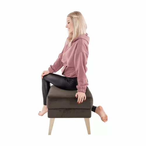 Puff, taupe-szürke-barna/bükk, RODEZA