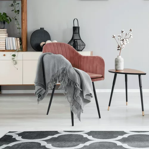 Dizájnos fotel, rózsaszínes barna Velvet anyag, ZIRKON