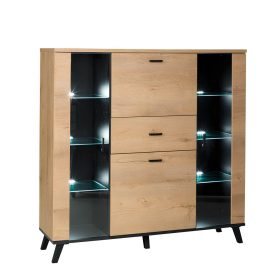 Komód, tölgyfa lefkas/fekete, SIRAN TYP 3