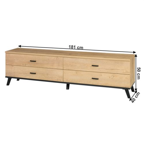 RTV asztal, tölgyfa lefkas/fekete, SIRAN TYP 6