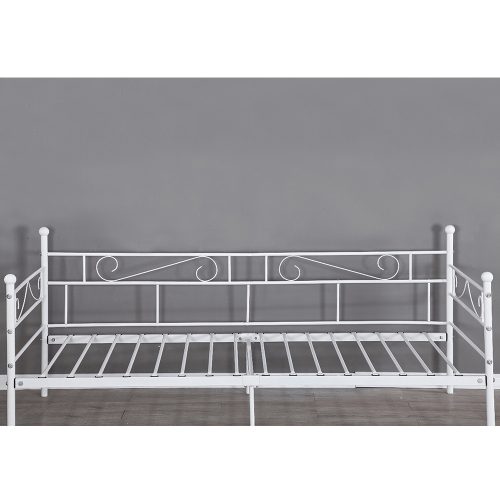 Fém kanapé - egyszemélyes ágy, fehér, 90x200, ROZALI