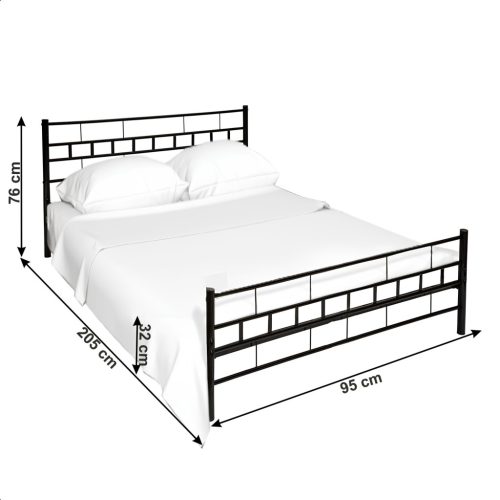 Ágy, fekete, 90x200, TAJGI