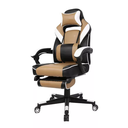 Irodai/gamer fotel, fekete/fehér/bézs, OZGE