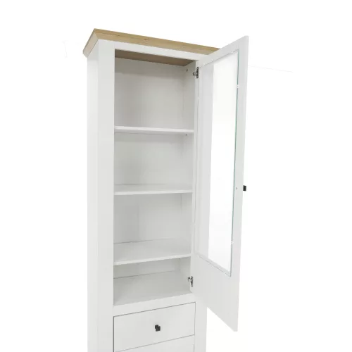 Vitrin MZ4, fehér/grand tölgy, LEON