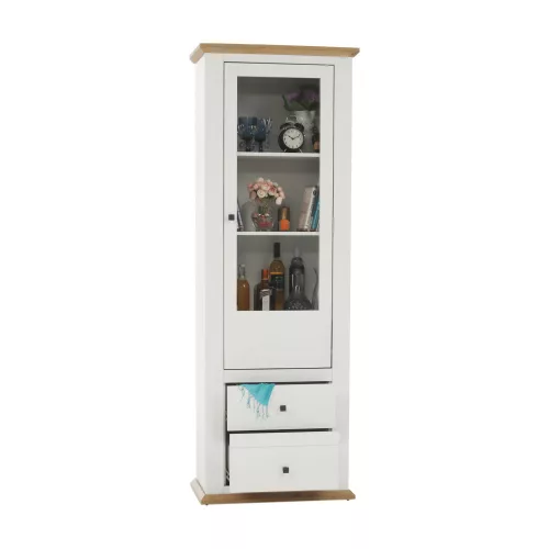 Vitrin MZ4, fehér/grand tölgy, LEON