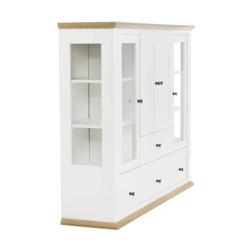 Vitrin MZ6, fehér/grand tölgy, LEON