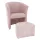 Klub fotel puffal, rózsaszín, ROSE