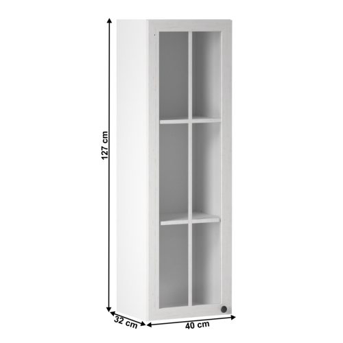 Felsőszekrény üveggel W40S, fehér/sosna andersen, bal PROVANCE