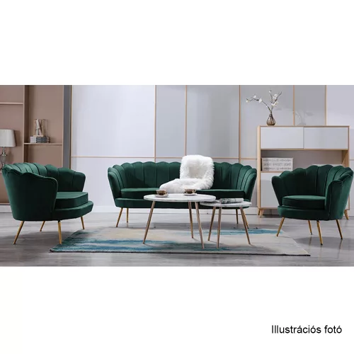 Pad Art-deco stílusban, smaragd Velvet anyag/gold króm-arany, NOBLIN