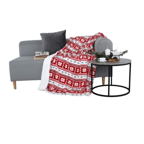 Kétoldalas bárány takaró, téli minta, 150x200, SAMANTE