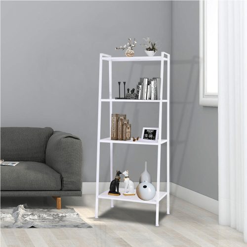 4 polcos fém polcállvány, fehér, ALDEA