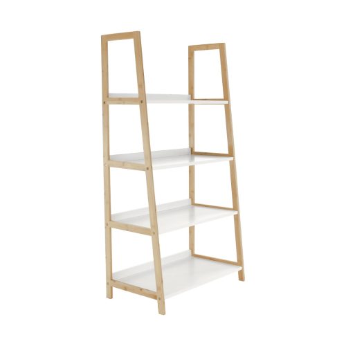 4 polcos állvány, fehér/természetes, KOEN TYP 2