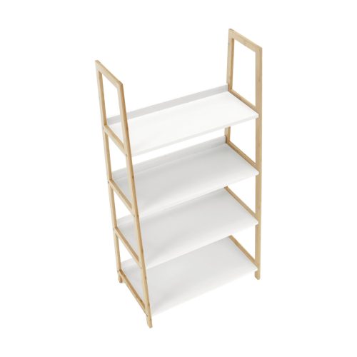 4 polcos állvány, fehér/természetes, KOEN TYP 2