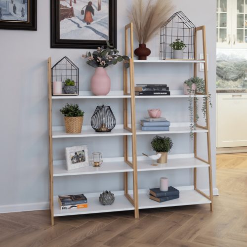 5 polcos állvány, fehér/természetes, KOEN TYP 3