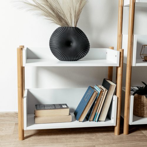 2 polcos állvány, természetes bambusz/fehér, BALTIKA TYP 1