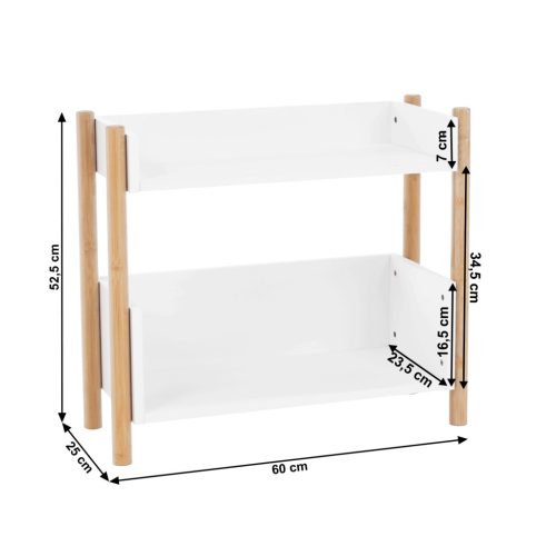 2 polcos állvány, természetes bambusz/fehér, BALTIKA TYP 1