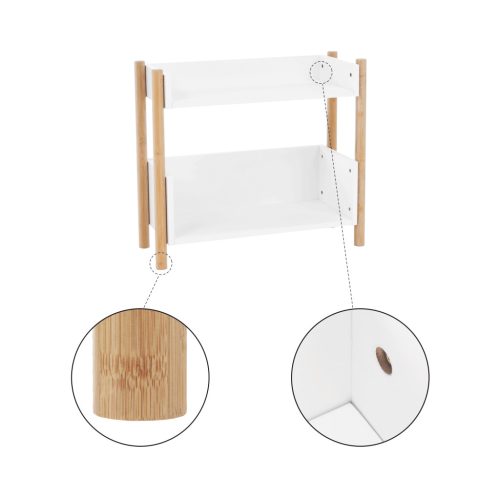 2 polcos állvány, természetes bambusz/fehér, BALTIKA TYP 1