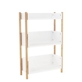   3 polcos állvány, természetes bambusz/fehér, BALTIKA TYP 2