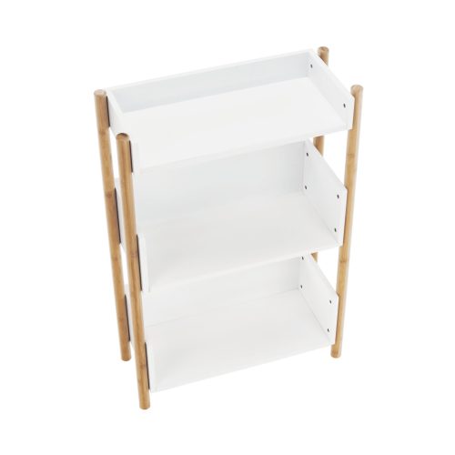 3 polcos állvány, természetes bambusz/fehér, BALTIKA TYP 2