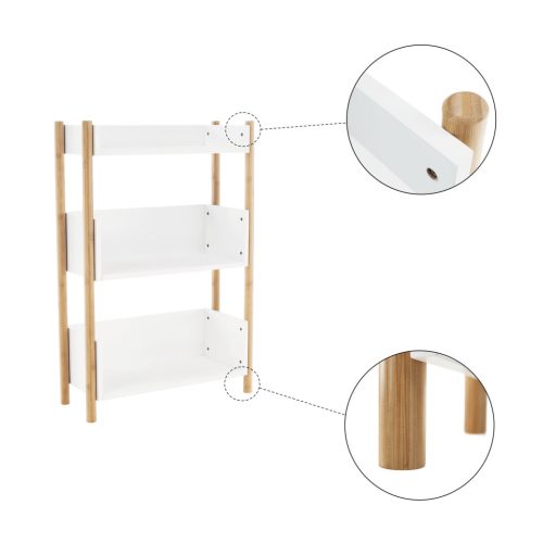 3 polcos állvány, természetes bambusz/fehér, BALTIKA TYP 2