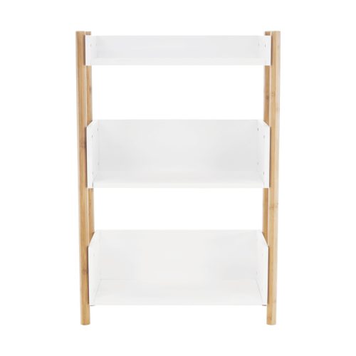 3 polcos állvány, természetes bambusz/fehér, BALTIKA TYP 2