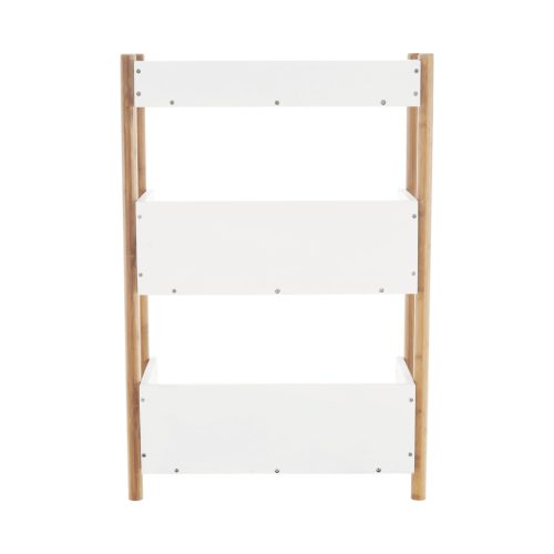 3 polcos állvány, természetes bambusz/fehér, BALTIKA TYP 2