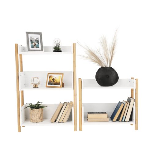 3 polcos állvány, természetes bambusz/fehér, BALTIKA TYP 2