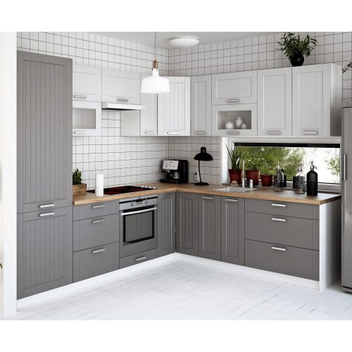 Alsó beépített szekrény, világosszürke/fehér, JULIA TYP 58