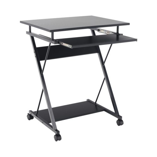 Mozgatható számítógépasztal/Gamer asztal kerekekkel, fekete, TARAK