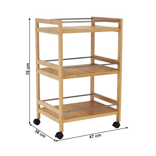 Tálalókocsi, természetes bambusz, NASHY