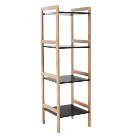 4 polcos állvány, természetes/fekete, NAOKO