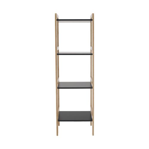 4 polcos állvány, természetes/fekete, NAOKO