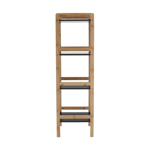 4 polcos állvány, természetes/fekete, NAOKO