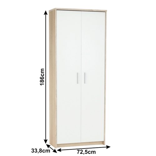 Zárt polcos szekrény, sonoma tölgy/fehér, JOHAN 2 NEW 05