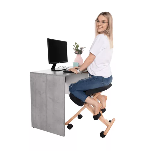 Ergonomikus térdelőszék, fekete/bükkfa, GROCO