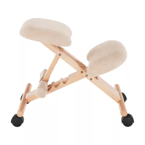 Ergonomikus térdelőszék, krémszínű/bükkfa, GROCO