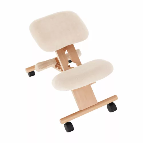 Ergonomikus térdelőszék, krémszínű/bükkfa, GROCO