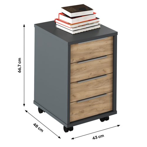 Irodai konténer, grafit/tölgyfa artisan, RIOMA NEW TYP 14