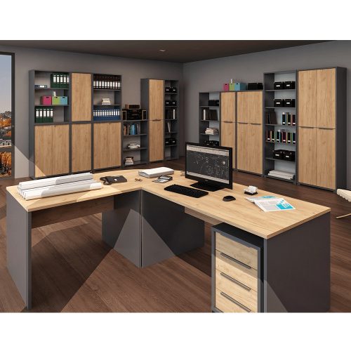 Irodai konténer zárral, grafit/tölgyfa artisan, RIOMA NEW TYP 30