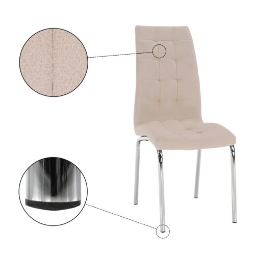 Étkezőszék, bézs Dulux Velvet szövet/króm, GERDA NEW