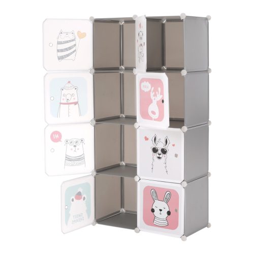 Gyerek moduláris szekrény, szürke/gyerek minta, ATREY