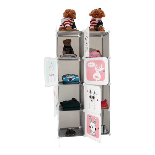 Gyerek moduláris szekrény, szürke/gyerek minta, ATREY