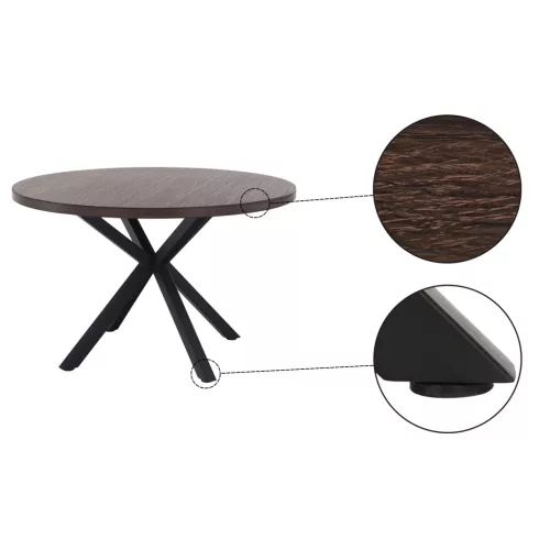 Étkezőasztal, sötét tölgy/fekete, átmérő 120 cm, MEDOR