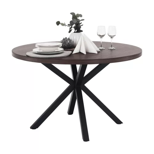 Étkezőasztal, sötét tölgy/fekete, átmérő 120 cm, MEDOR